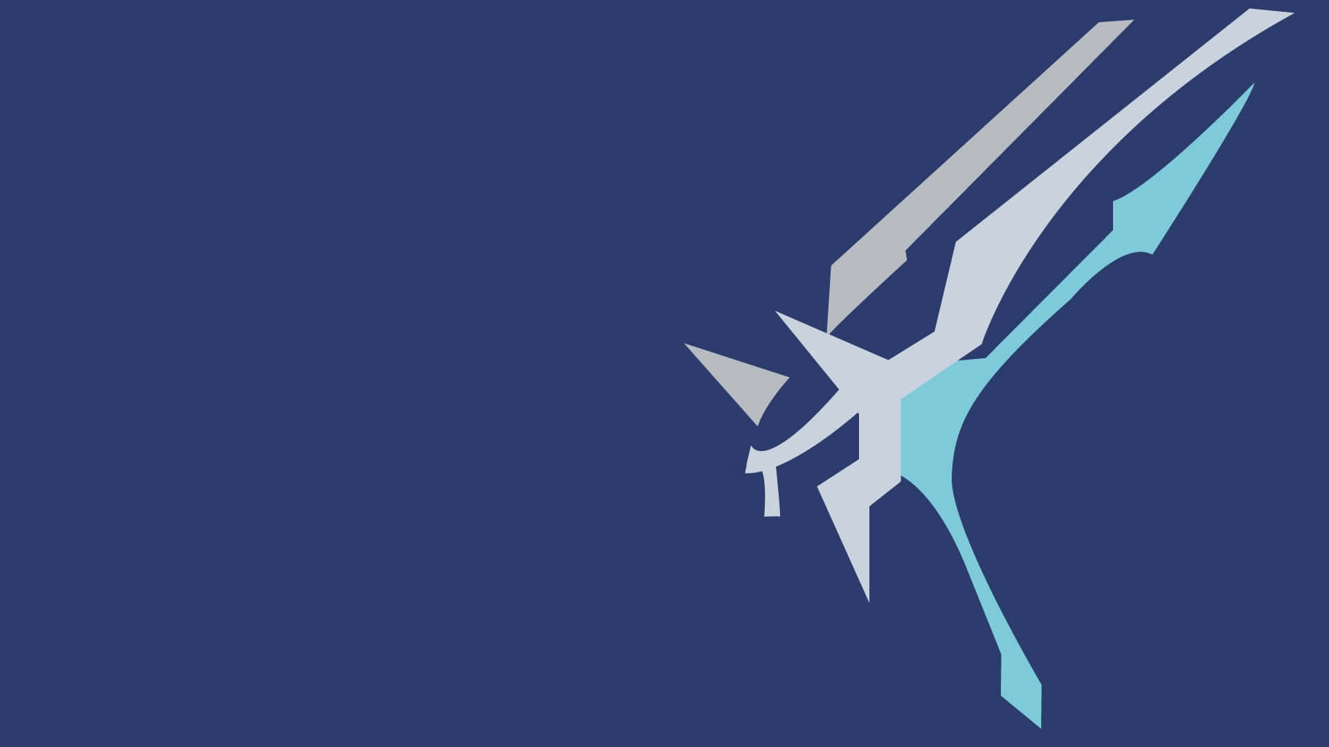 A Blue And White Logo With A Sword