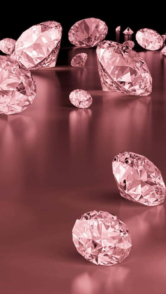 Pink Diamonds On A Black Background Wallpaper