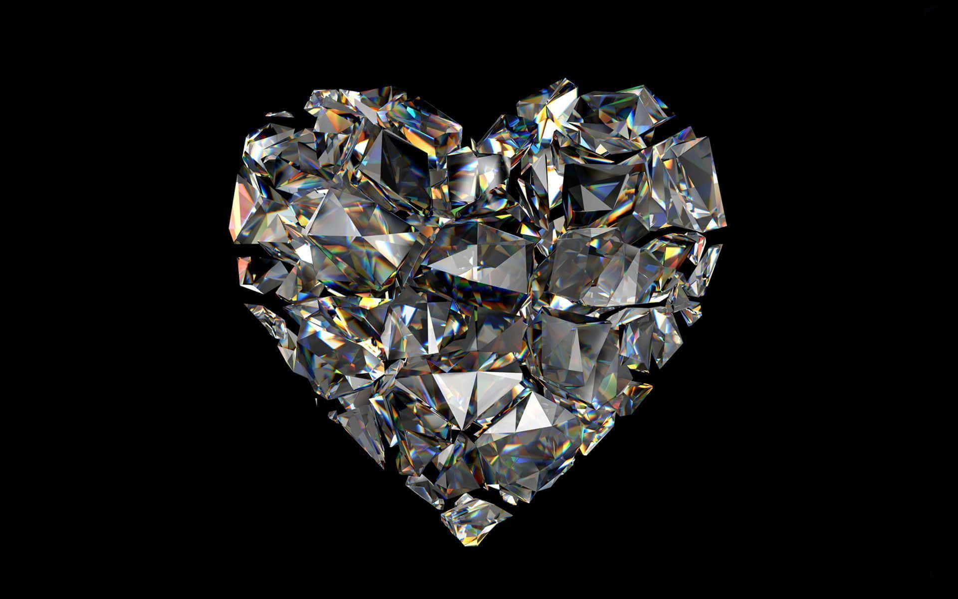 Etthjärta Gjort Av Diamanter På En Svart Bakgrund