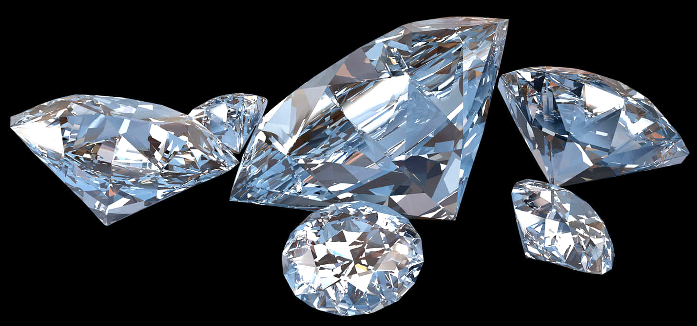 Lysendeog Gnistrende Diamant Mod En Blå Baggrund