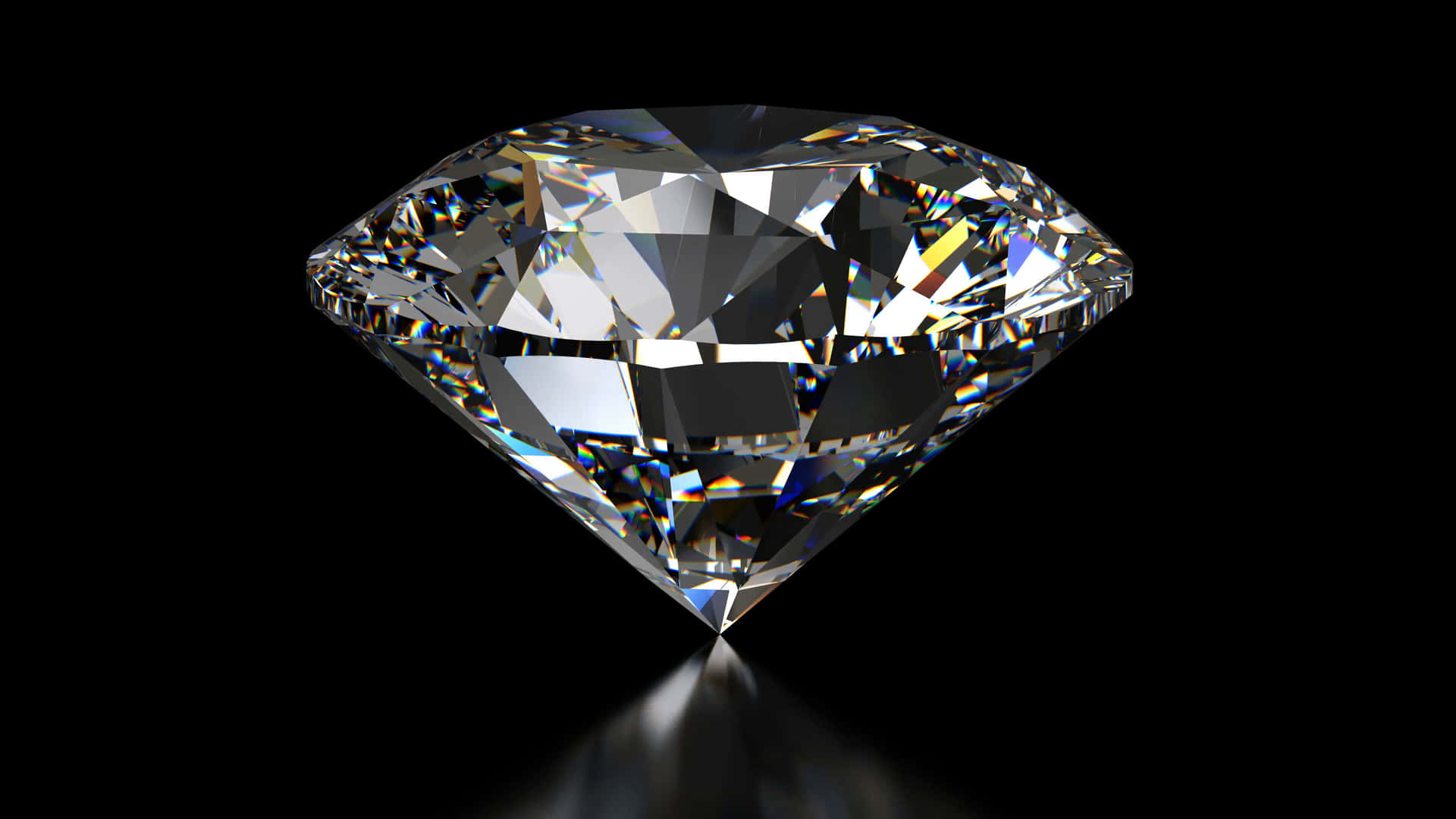 Clear and bright diamond cut on a reflective background