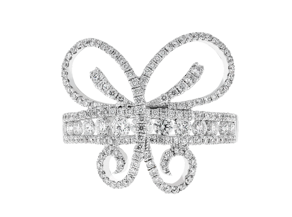 Diamond Bow Ring Luxury Jewelry PNG