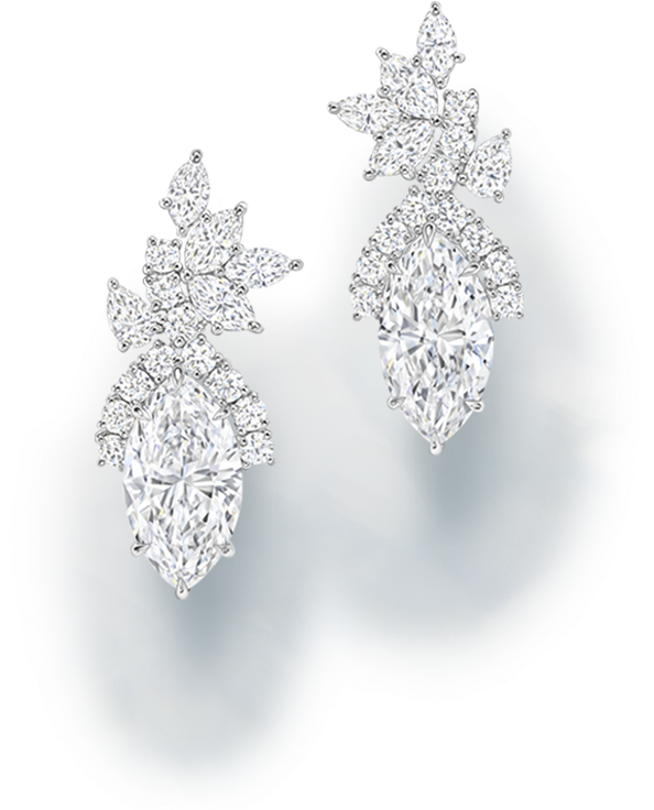 Diamond Butterfly Stud Earrings PNG