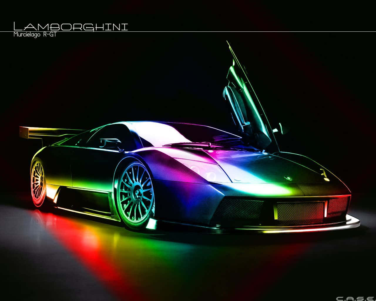A Colorful Sports Car With A Rainbow Light Shining On It Wallpaper