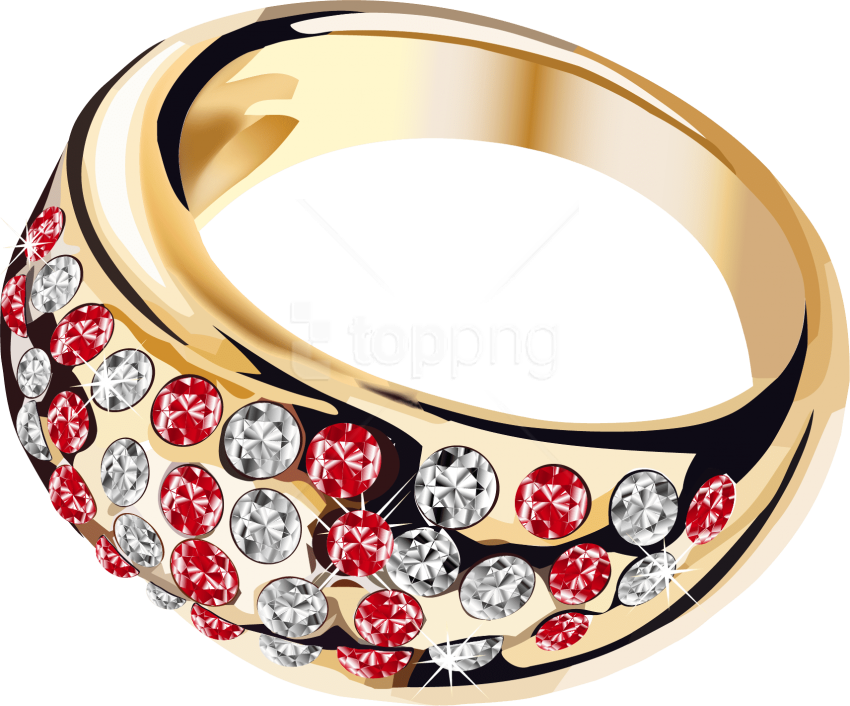 Diamond Encrusted Gold Ring PNG