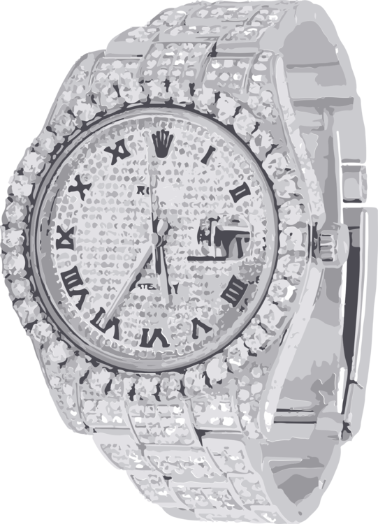Diamond Encrusted Luxury Watch PNG