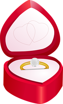 Diamond Engagement Ringin Heart Shaped Box PNG