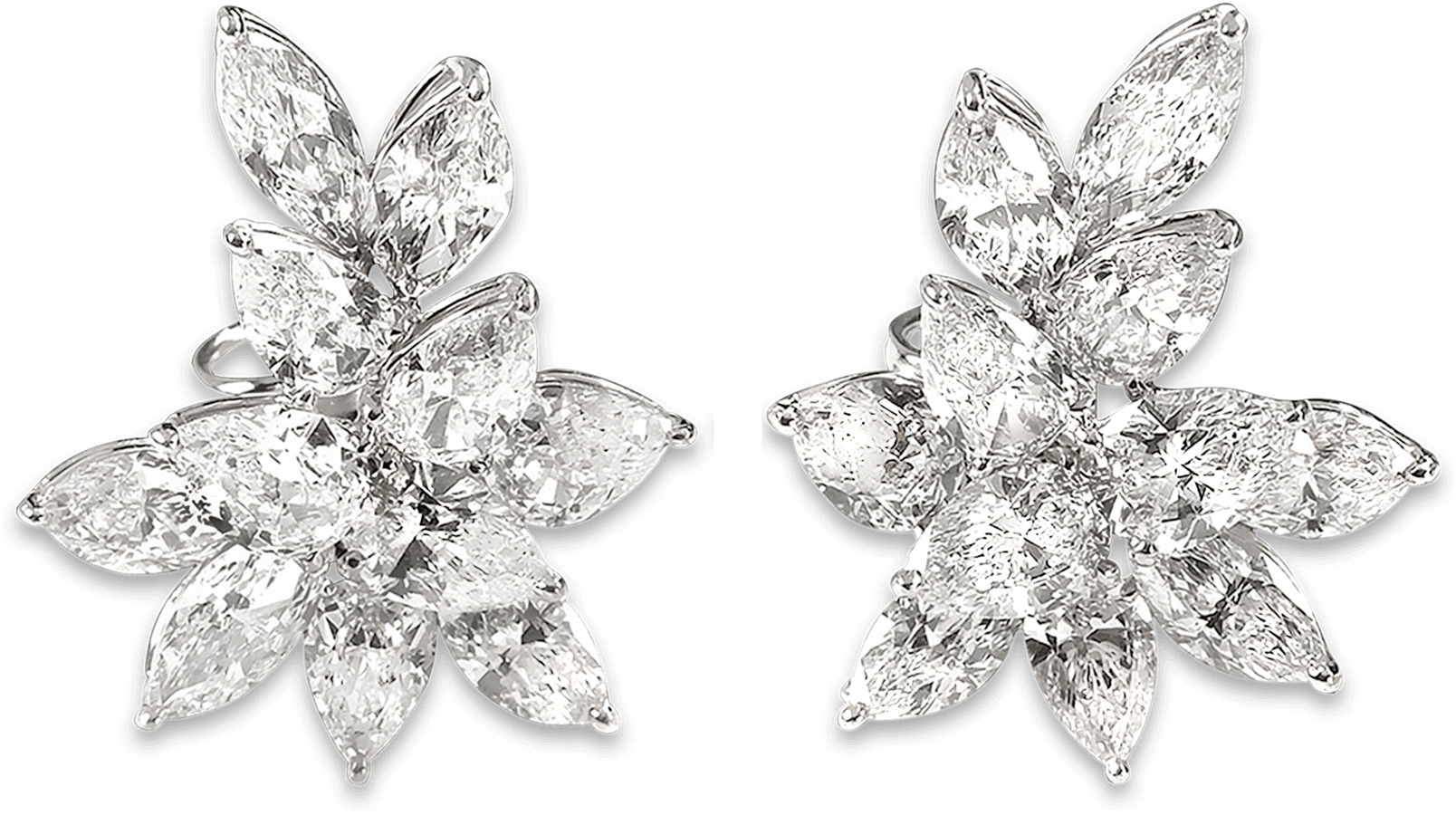 Diamond Flower Stud Earrings PNG