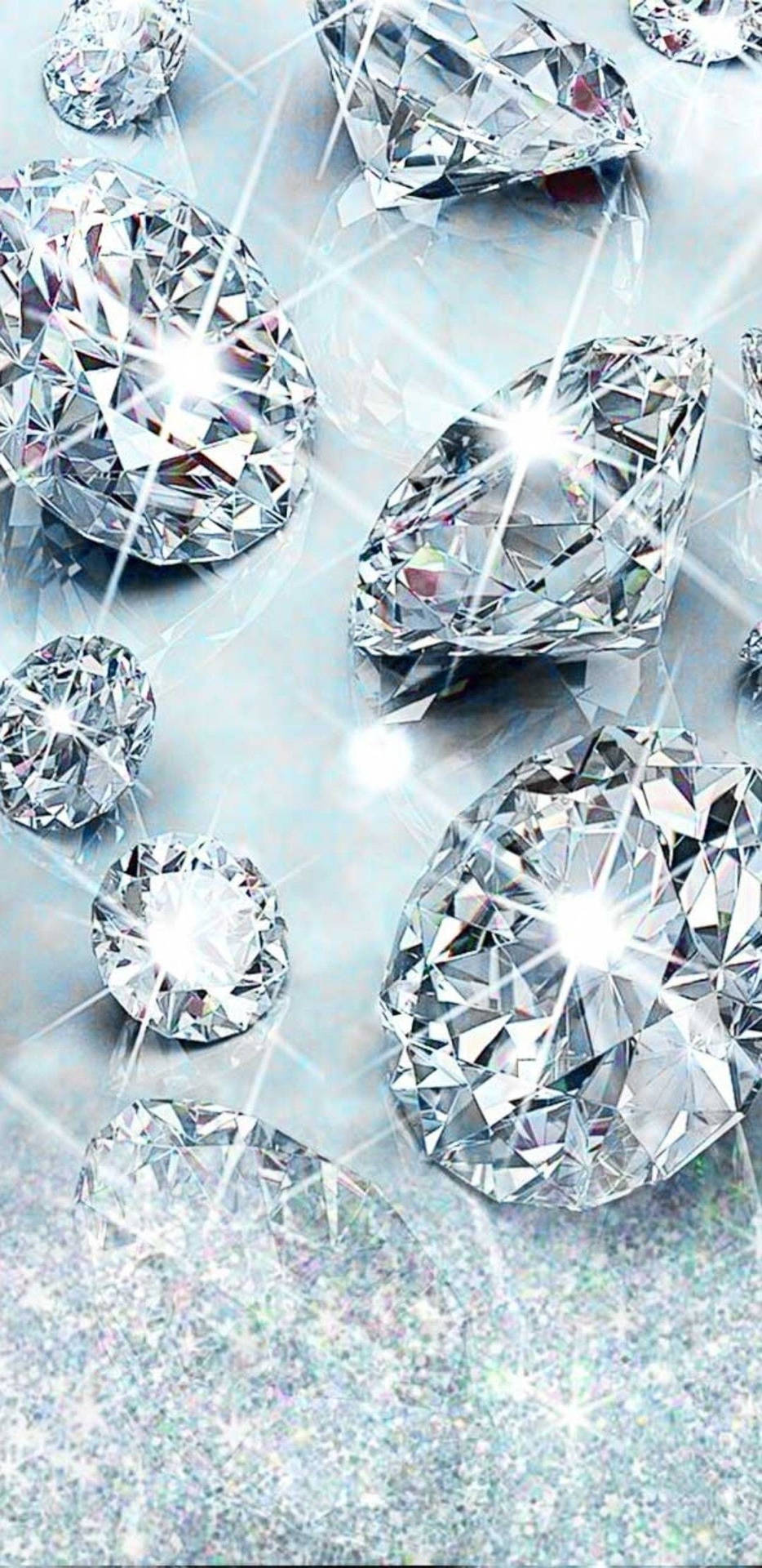 Diamantädelstenar, Silverglitter Och Bling. Wallpaper