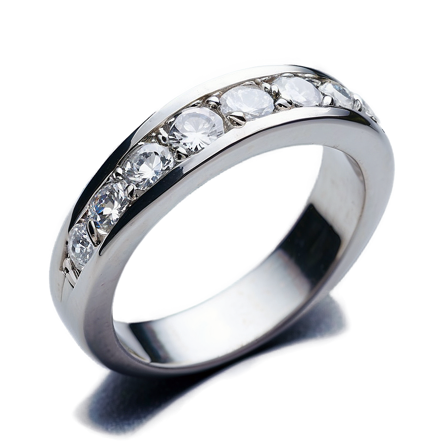 Diamond In Silver Band Png 05032024 PNG