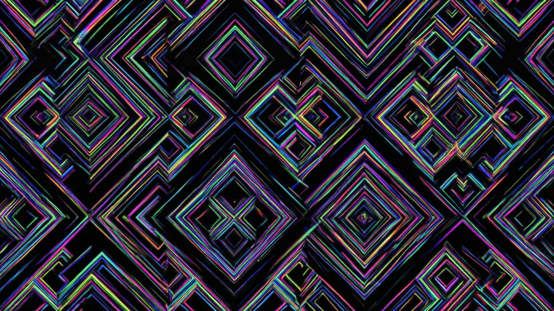 Diamantmuster Hintergrundbilder — Ein Neon-Diamantmuster auf schwarzem Hintergrund.