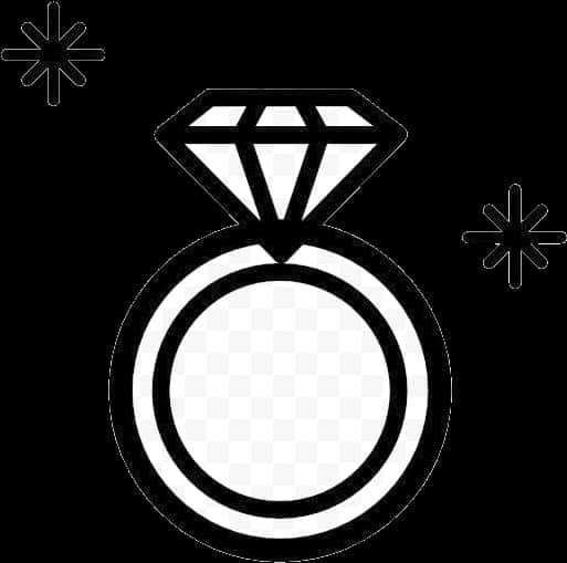 Diamond Ring Icon Blackand White PNG