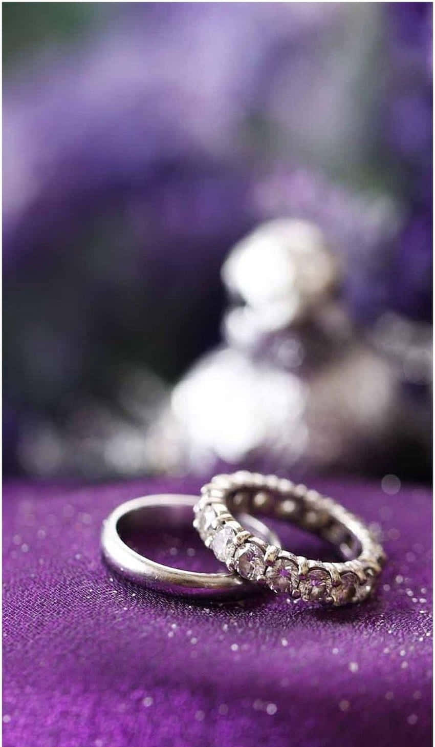 Diamond Studded Silver Engagement Rings Wallpaper