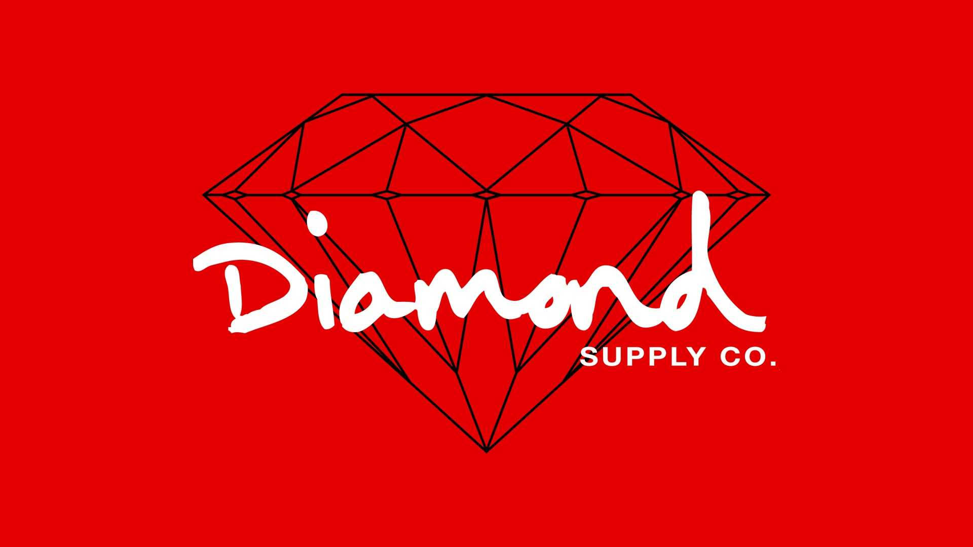 Diamondsupply Co Logotyp I Rött På Datorskärmen Eller Mobilbakgrund. Wallpaper
