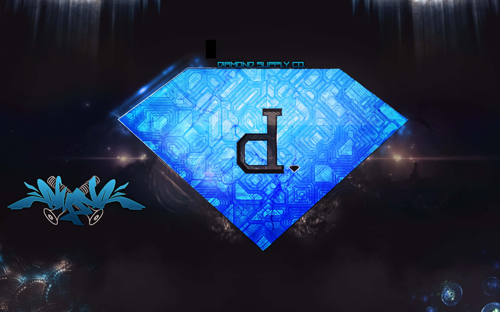 En blå diamant med bogstavet D på det. Wallpaper