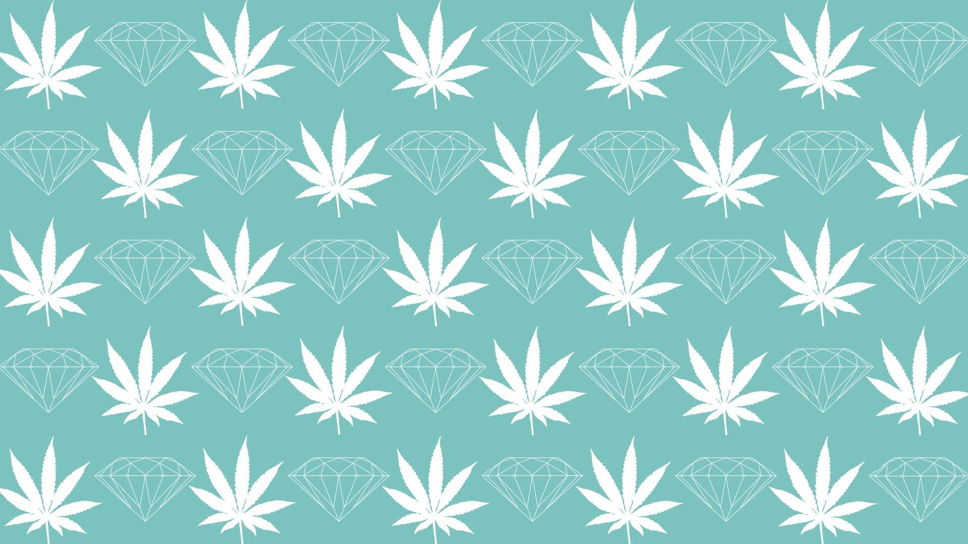 Diamant Levering Co Hvid Cannabis Mønster Tapet Wallpaper