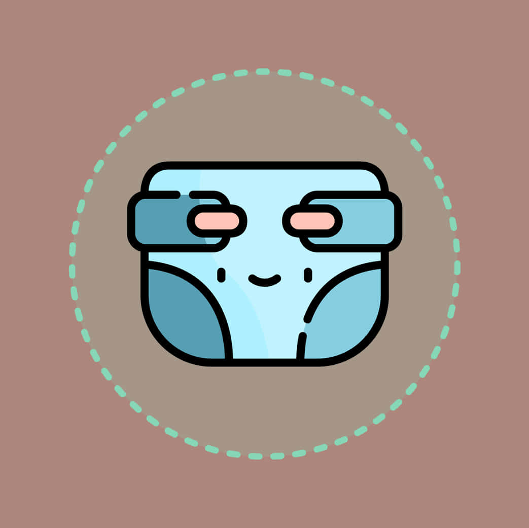 A Blue Icon Of A Diaper With Eyes