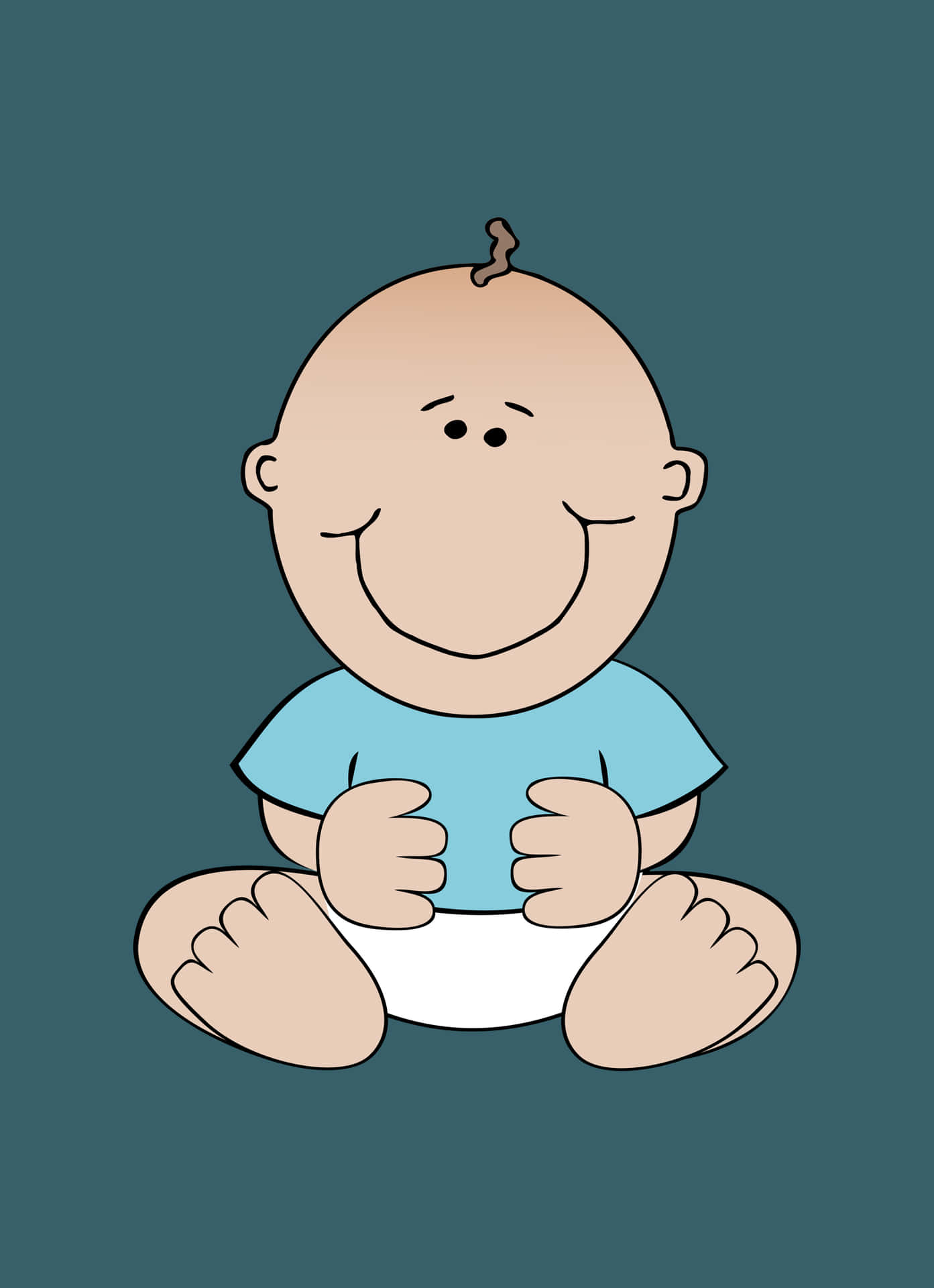 A Cartoon Baby Sitting On His Stomach