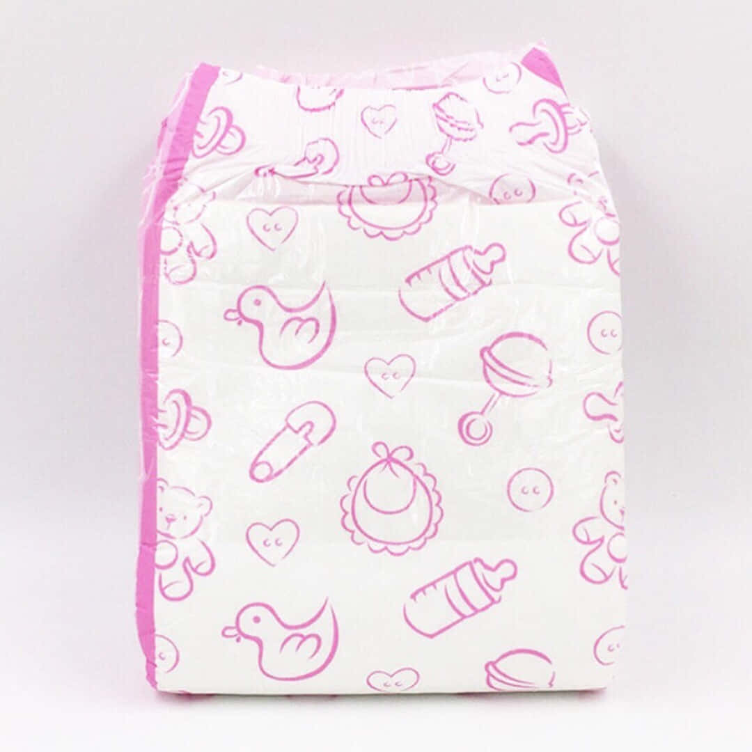 A Pink And White Diaper With A Baby On It