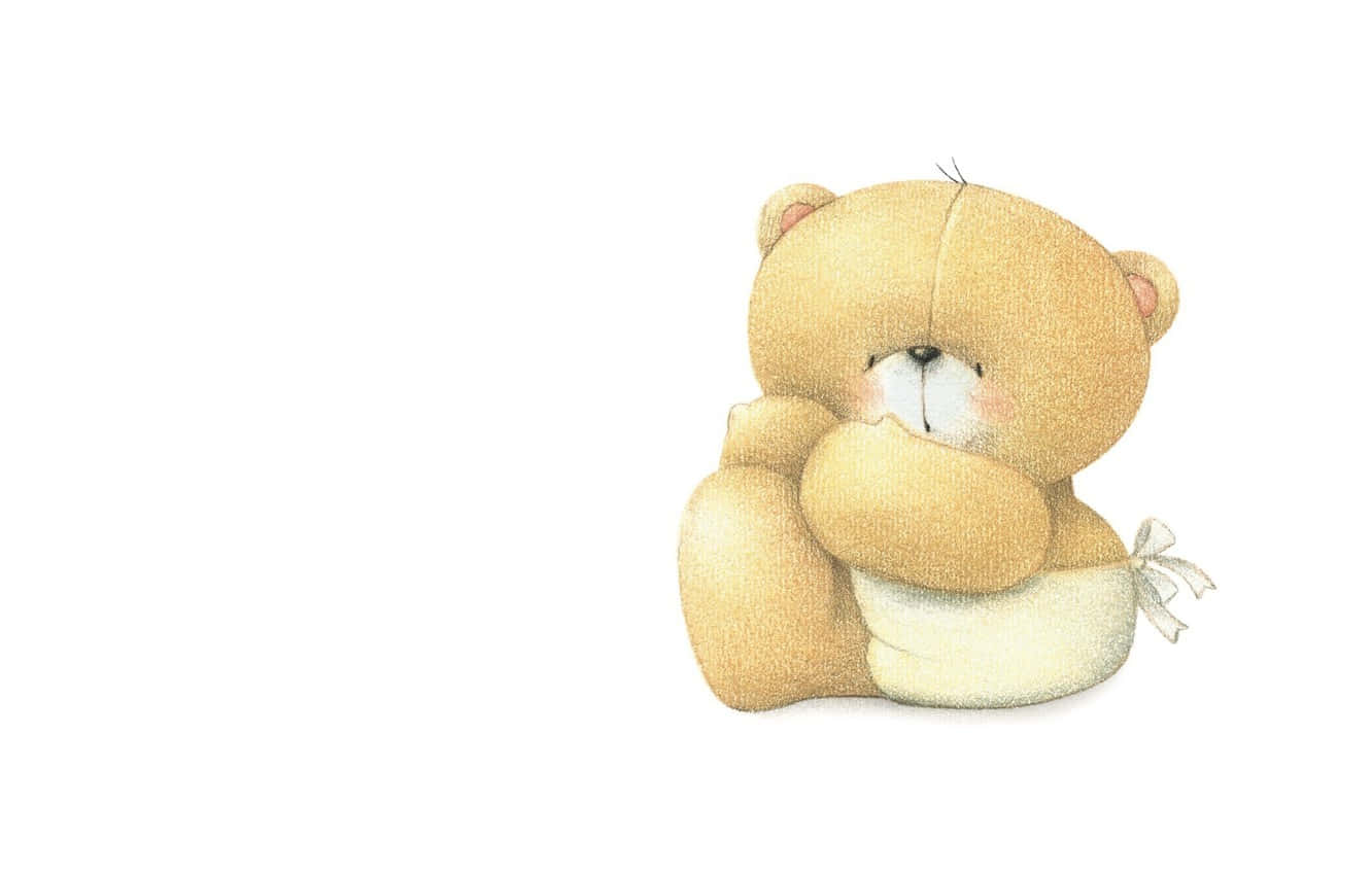 A Teddy Bear Is Sitting On A White Background