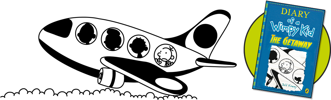 Diaryofa Wimpy Kid The Getaway Bookand Airplane PNG
