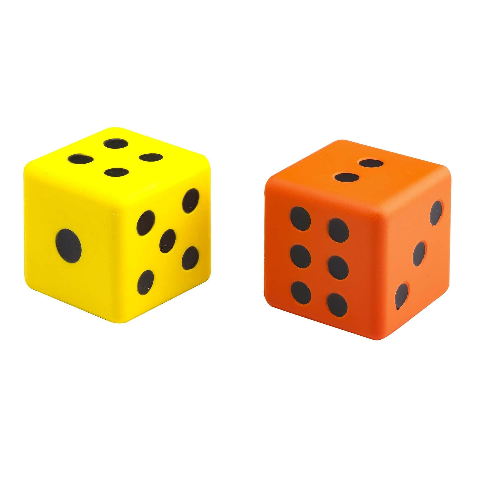 Two Dice With Black And Orange Spots