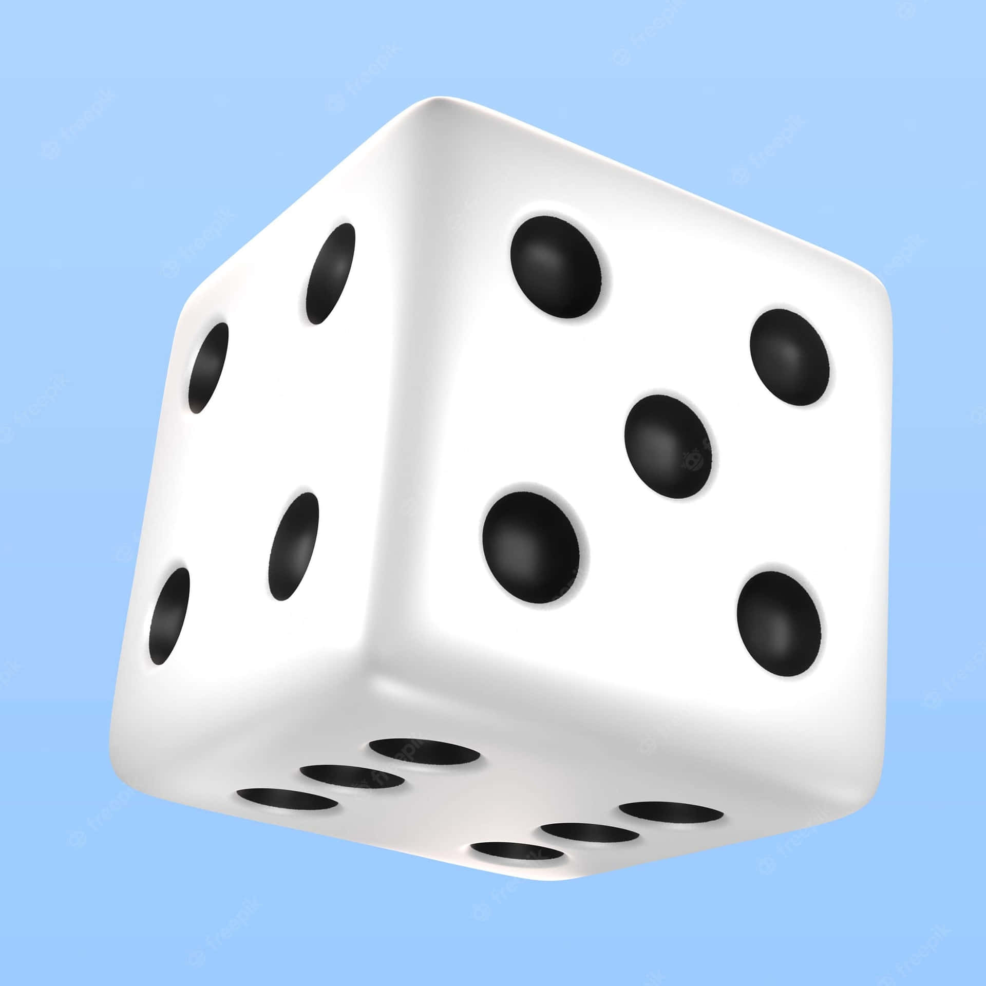 A White Dice With Black Dots On It