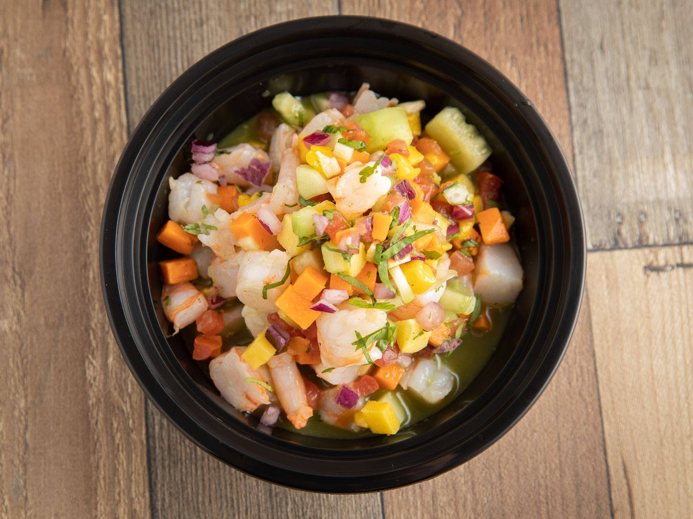 Diced And Mixed Ceviche Meat And Veggies Wallpaper