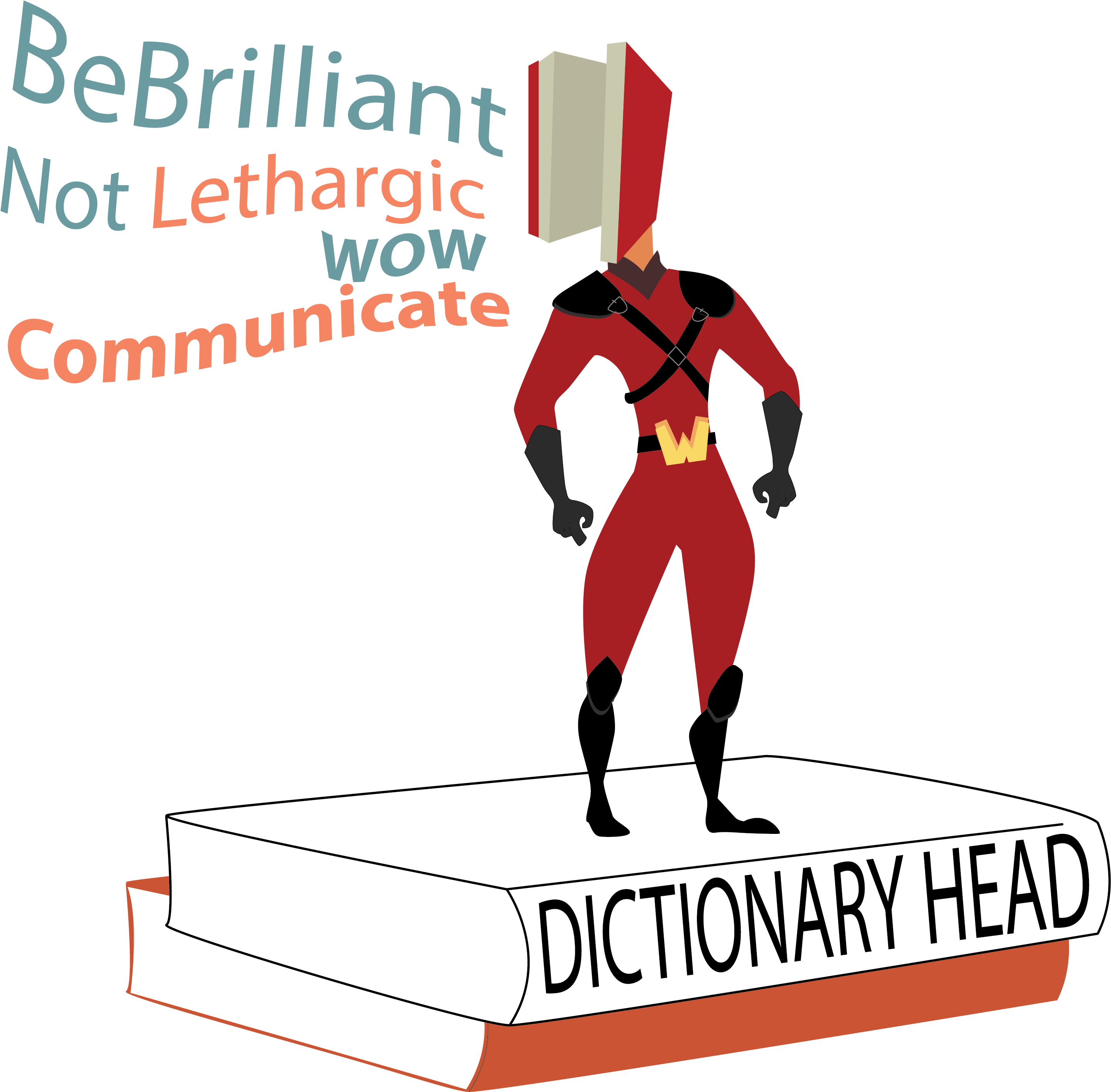 Dictionary Superhero Standing On Book PNG