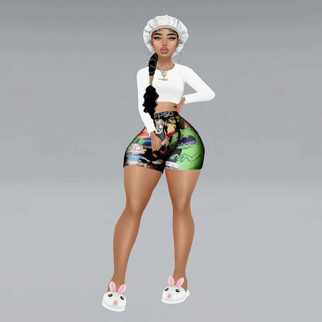 Didascaliestiloso Avatar Imvu Su Uno Sfondo Affascinante Di Galassia