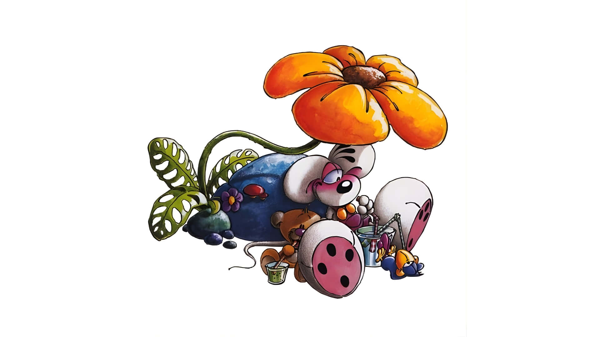 Ratón Diddl Con Sombrero De Flor Fondo de pantalla