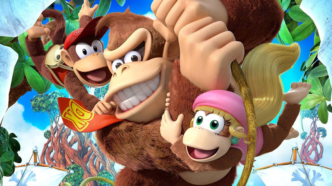 Diddy Kong Päällä Allekirjoituksensa Punainen Hattu Ja Paita Taustakuva