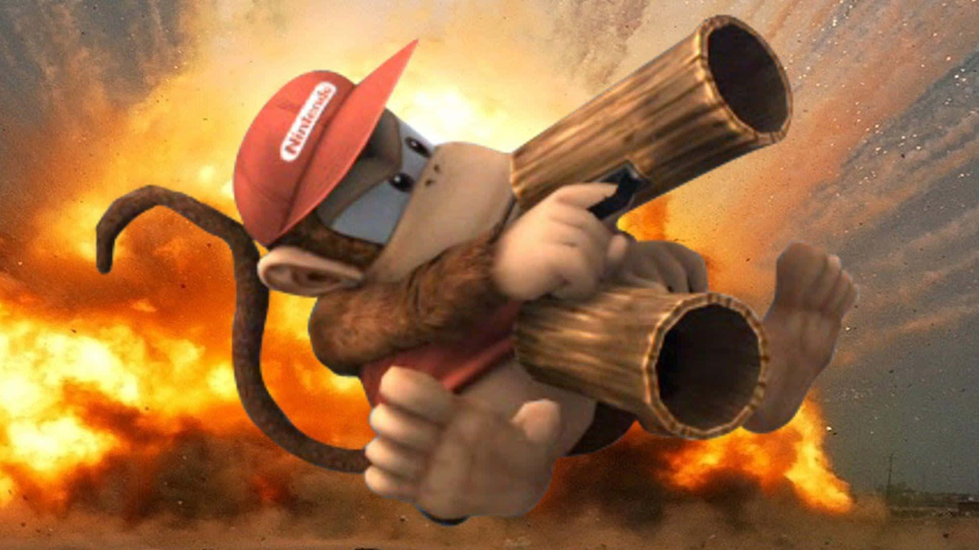 Diddy Kong Poseeraa Korkearesoluutioisessa Taustakuvassa Taustakuva