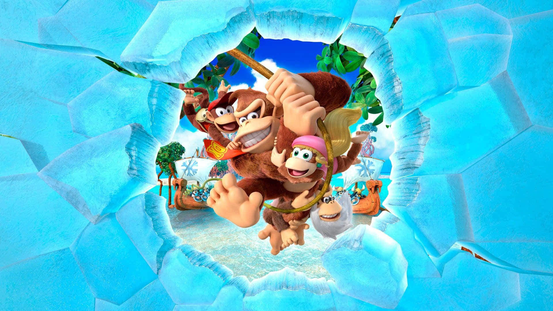 Diddy Kong in Action - Nintendo's Adventurous Sidekick Wallpaper