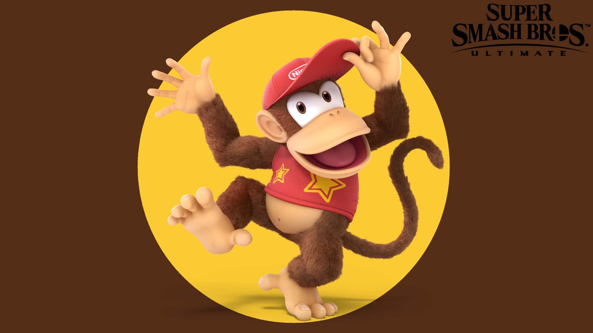 Diddy Kong Toiminnassa Värikkään Taustan Edessä Taustakuva