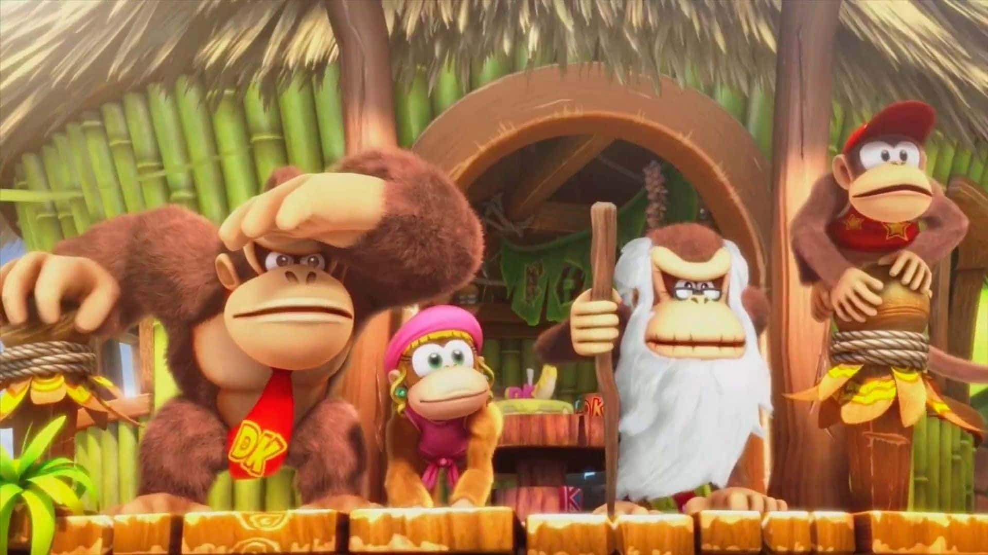 Diddykong Sonriendo En Acción Fondo de pantalla