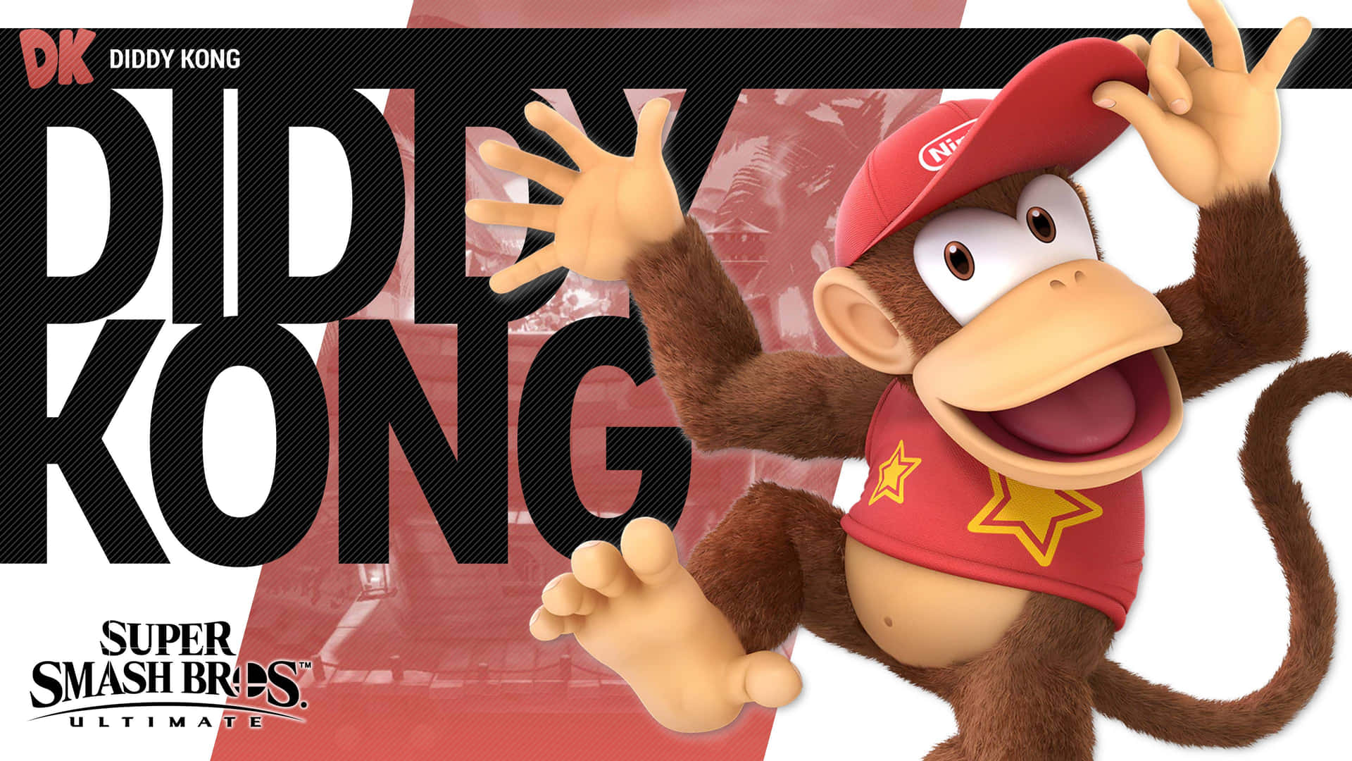 Playful Diddy Kong ready for action! Wallpaper