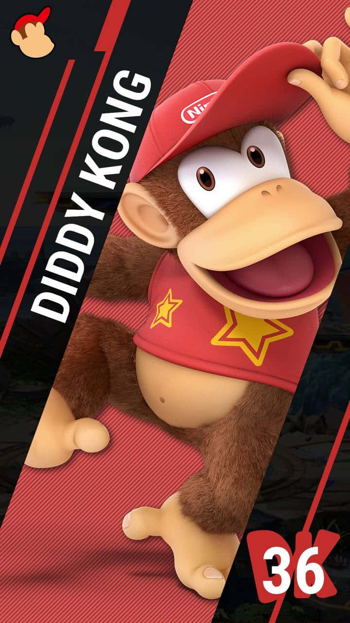 Excited Diddy Kong standing tall Wallpaper