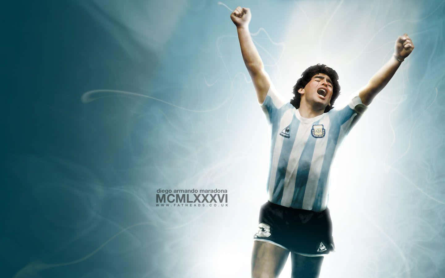 Diegomaradona Festeggiando La Fotografia Del Calcio Sfondo