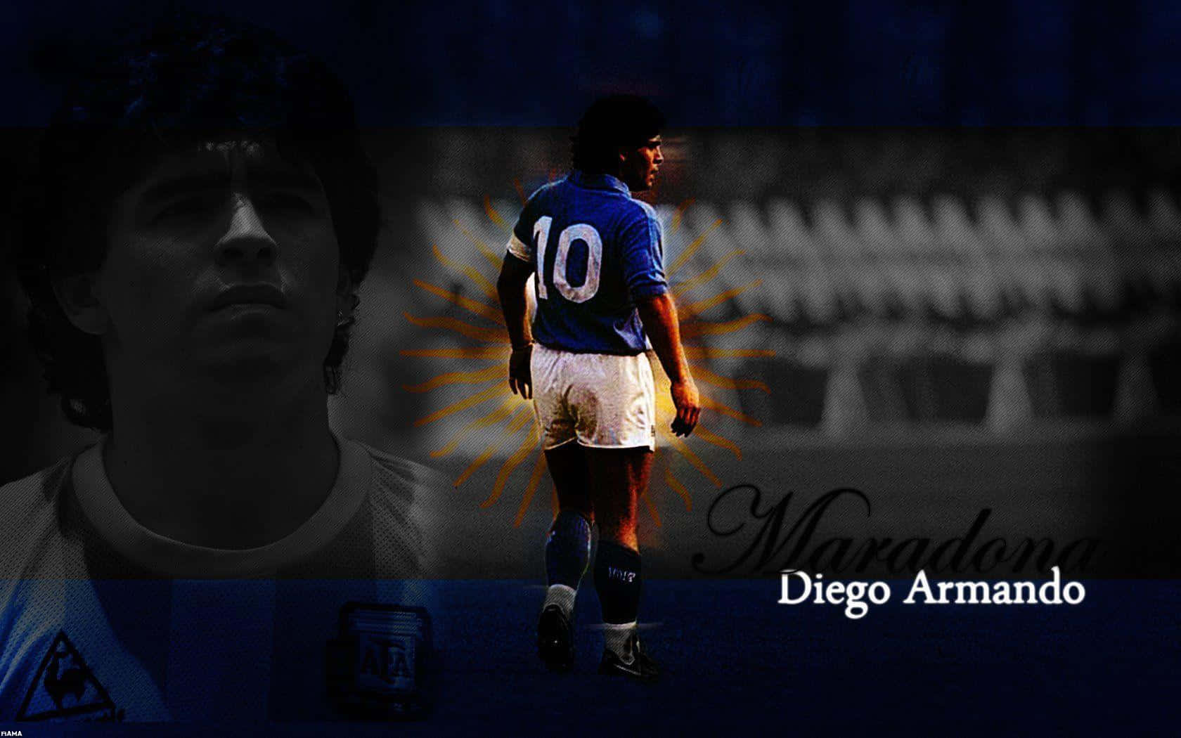 Diego Maradona Football Legend Digital Photo Edit Wallpaper