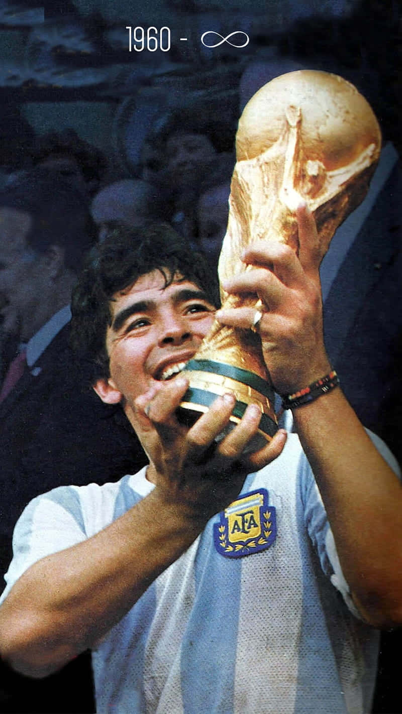 Diego Maradona huskes Verdensmesterskab Fotografi Wallpaper