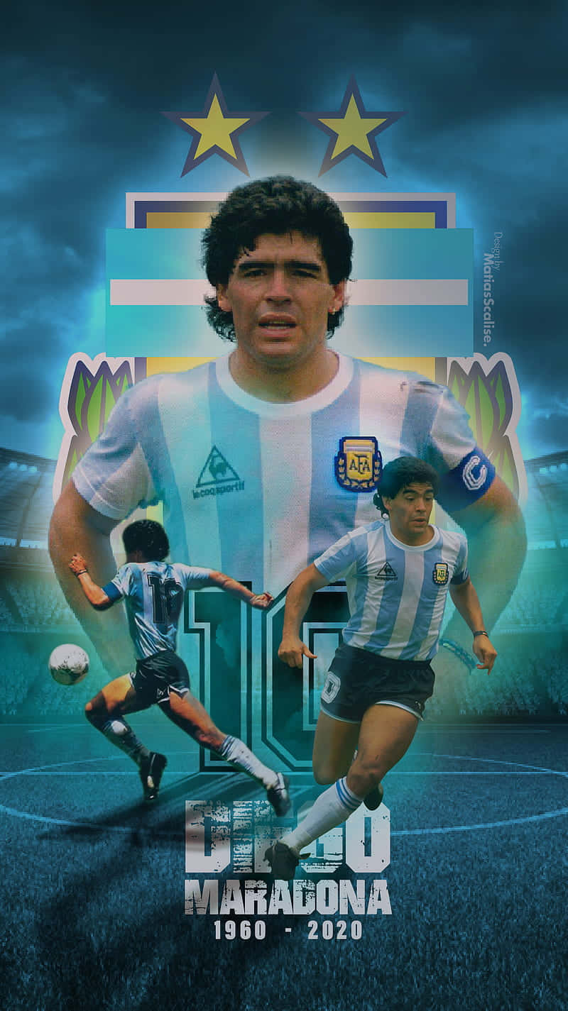 Posterdi Arte Digitale In Omaggio A Diego Maradona Sfondo