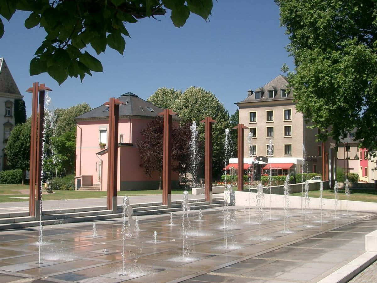 Diekirch Stadsplein Fontein Achtergrond