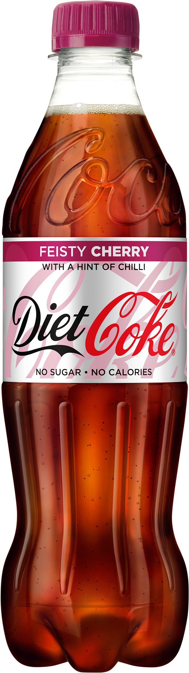 Diet Coke Feisty Cherry Flavor Bottle PNG
