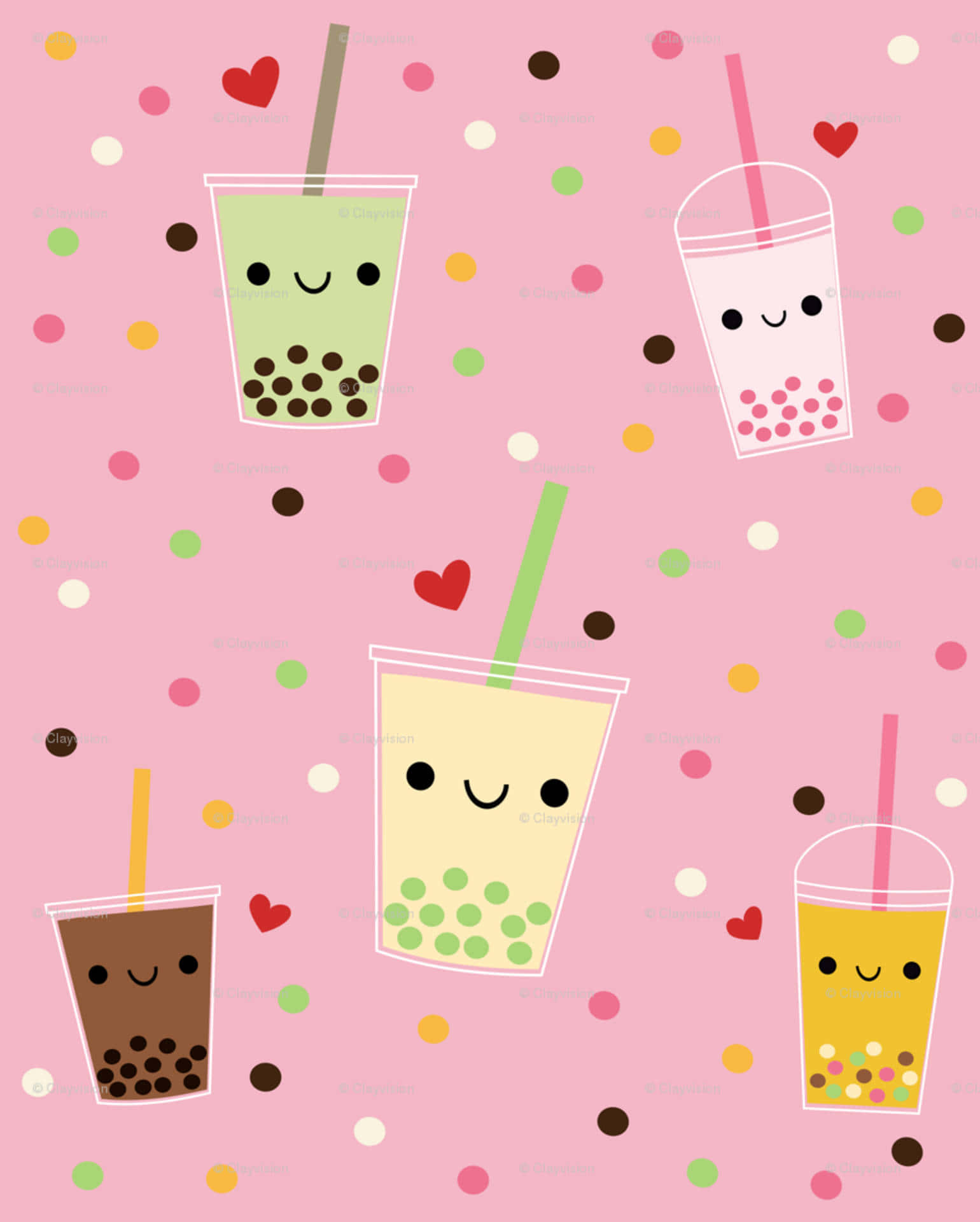 Different Flavors Of Cute Boba Tea Wallpaper