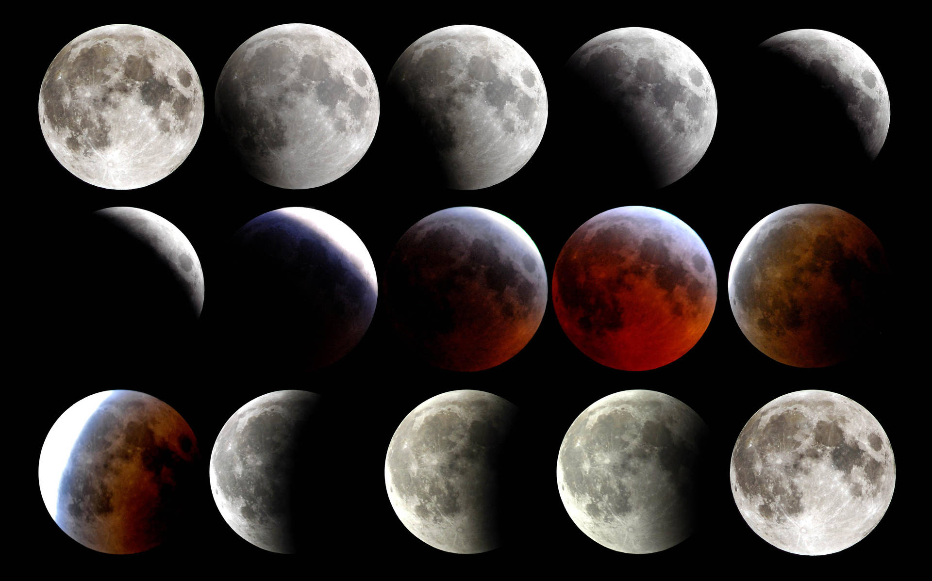 Vise forskellige månens fase udsigter Wallpaper