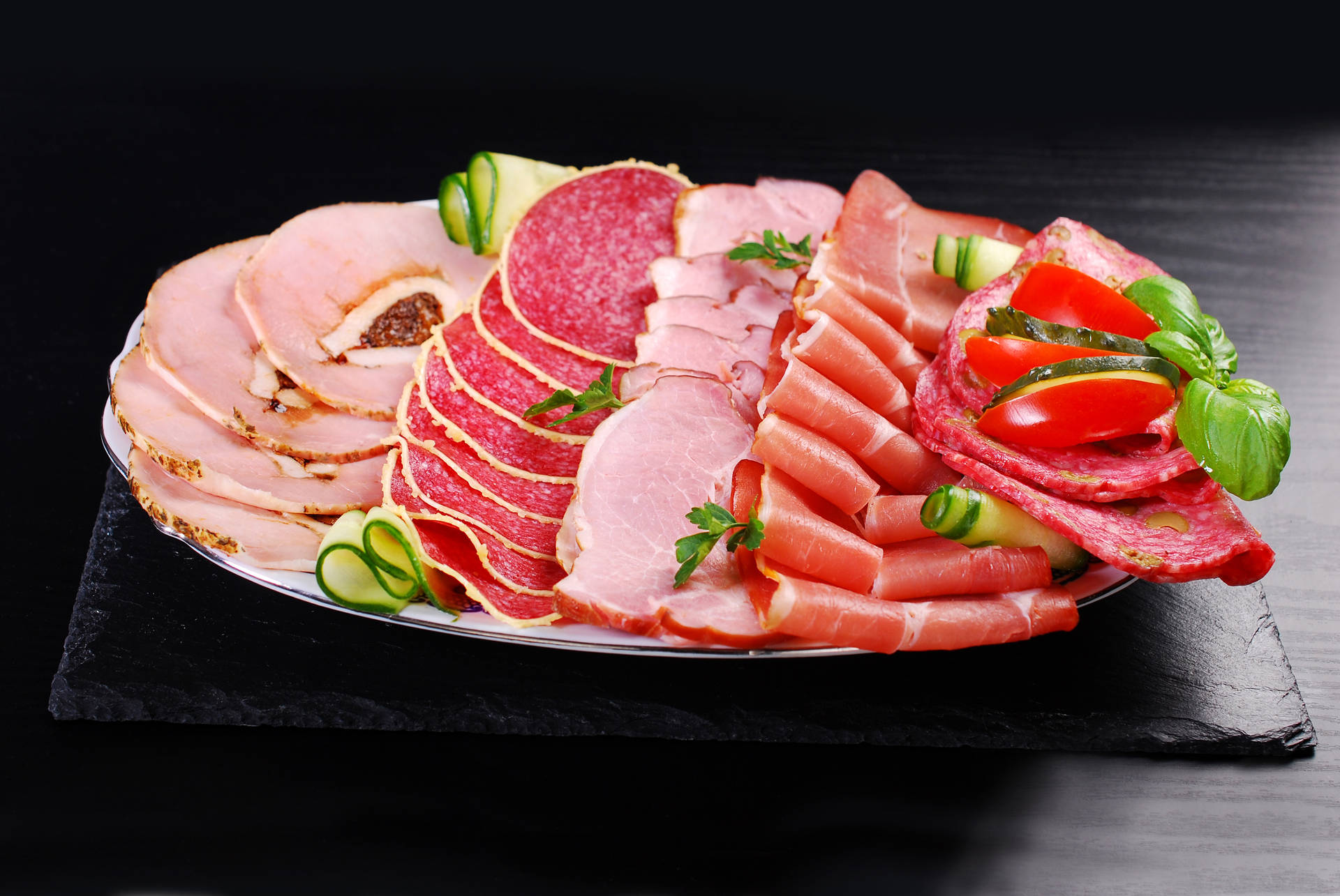 Different Lunch Meat On Plate Wallpaper