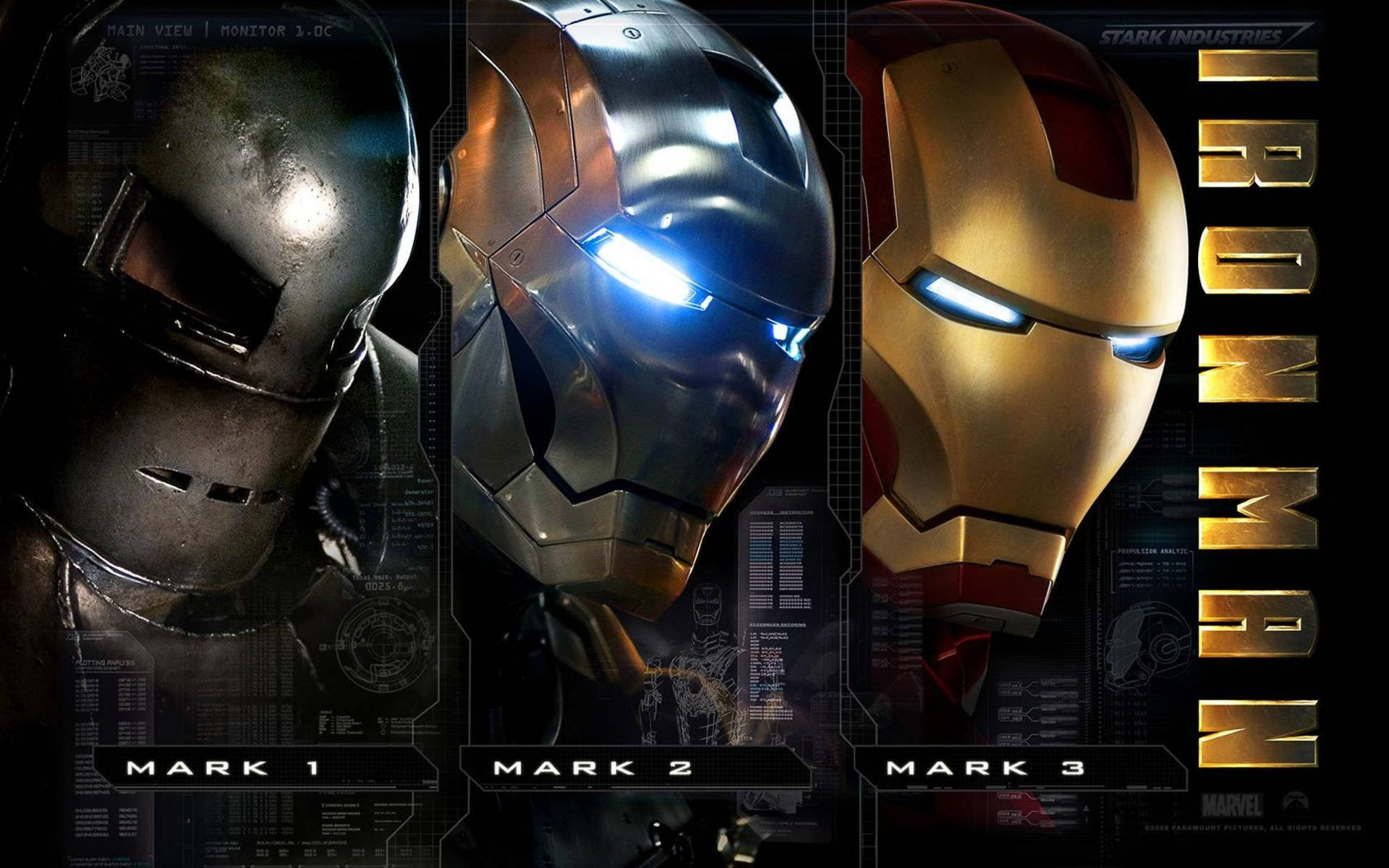 Diferentesversiones Del Superhéroe Iron Man Fondo de pantalla
