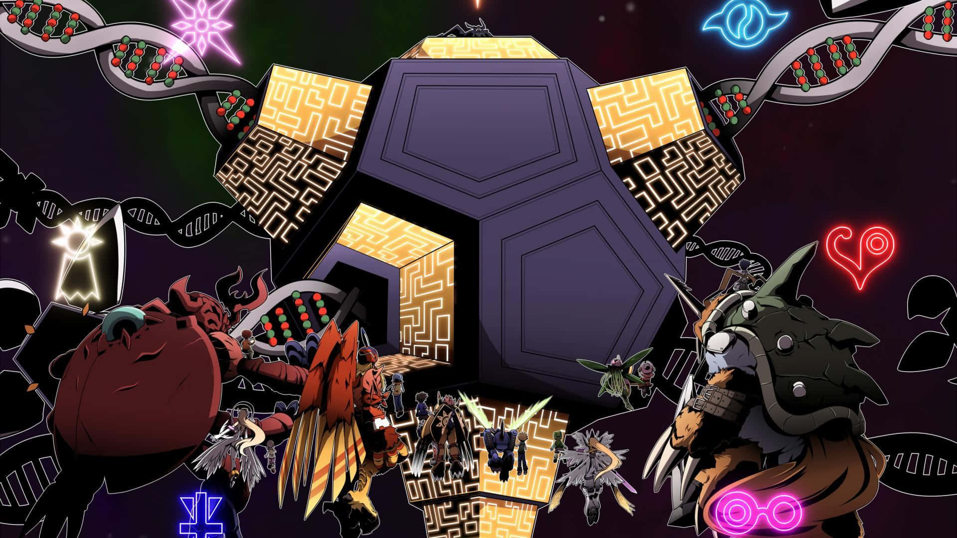 Bildtapet Med Motiv Från Digimon
