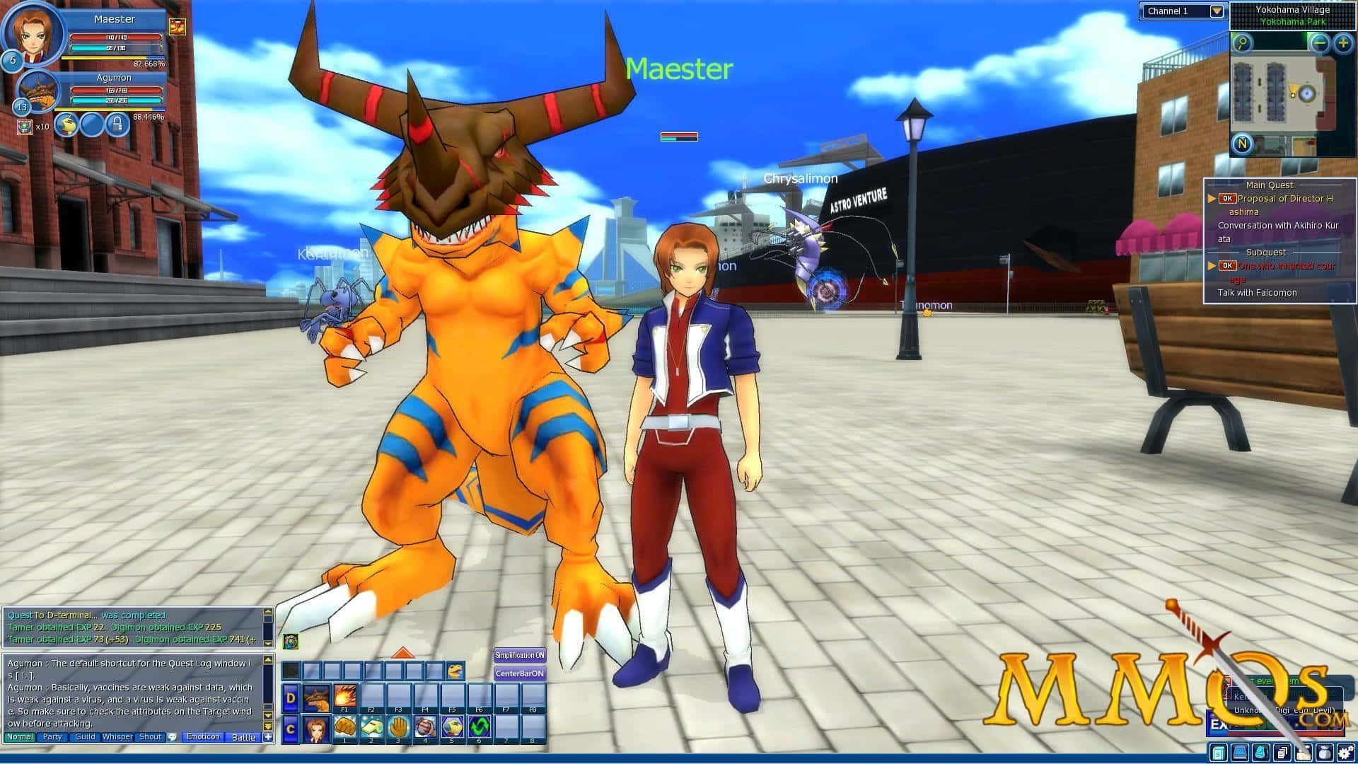 Den Champions Digimon er illustreret med levende farver.